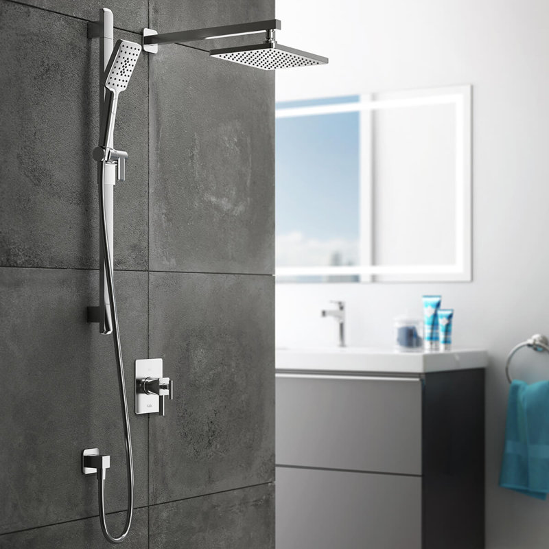 SquareOne TD2 : Système de Douche T/P AQUATONIK et Sélecteur avec Bras Mural Chrome