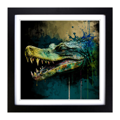 Alligator Grunge Art - Framed Print
