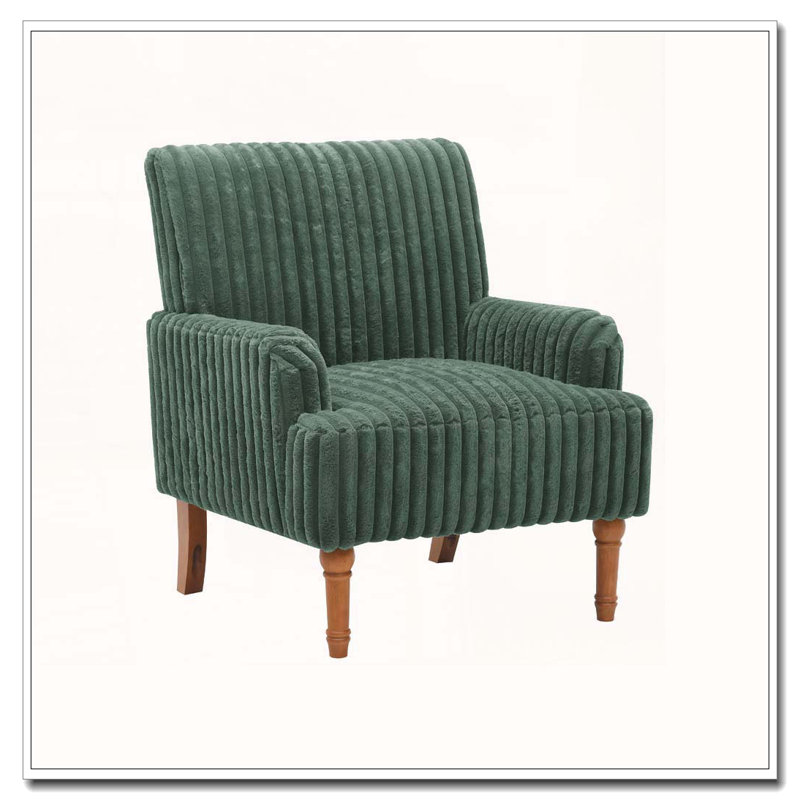 Modern Accent Corduroy Chair, Army Green