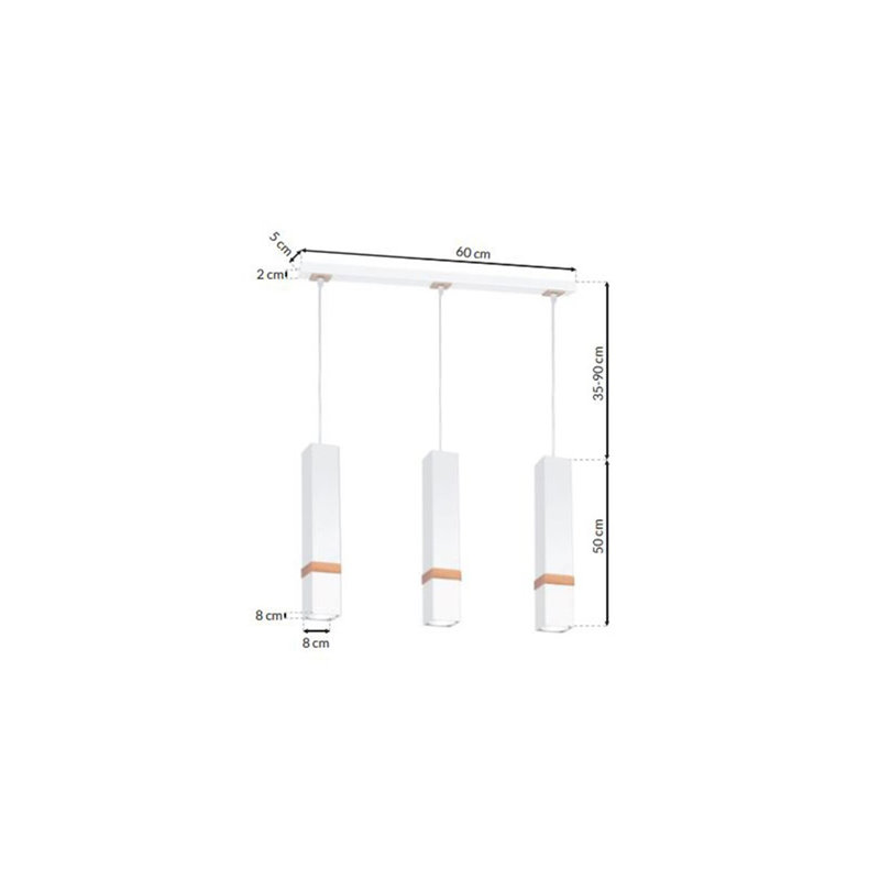 Bristal 3 - Light White Kitchen Island Pendant