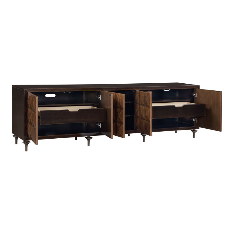 Armoire console rectangulaire L 88 po en bronze forgé et espresso Maffa