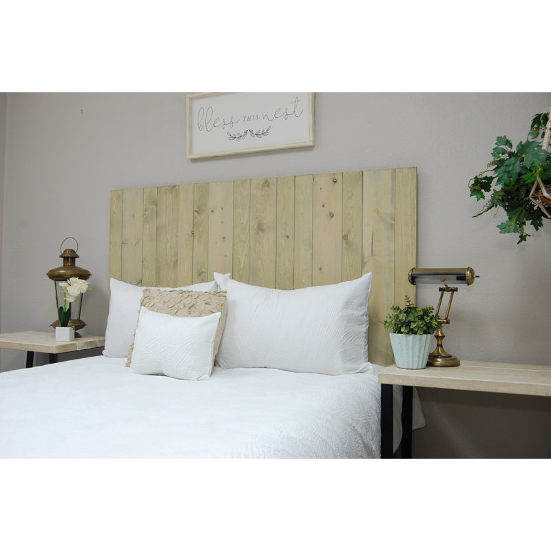 Ashleah Solid Wood Panel Headboard Wall Leaner Style, Sage Green, Twin