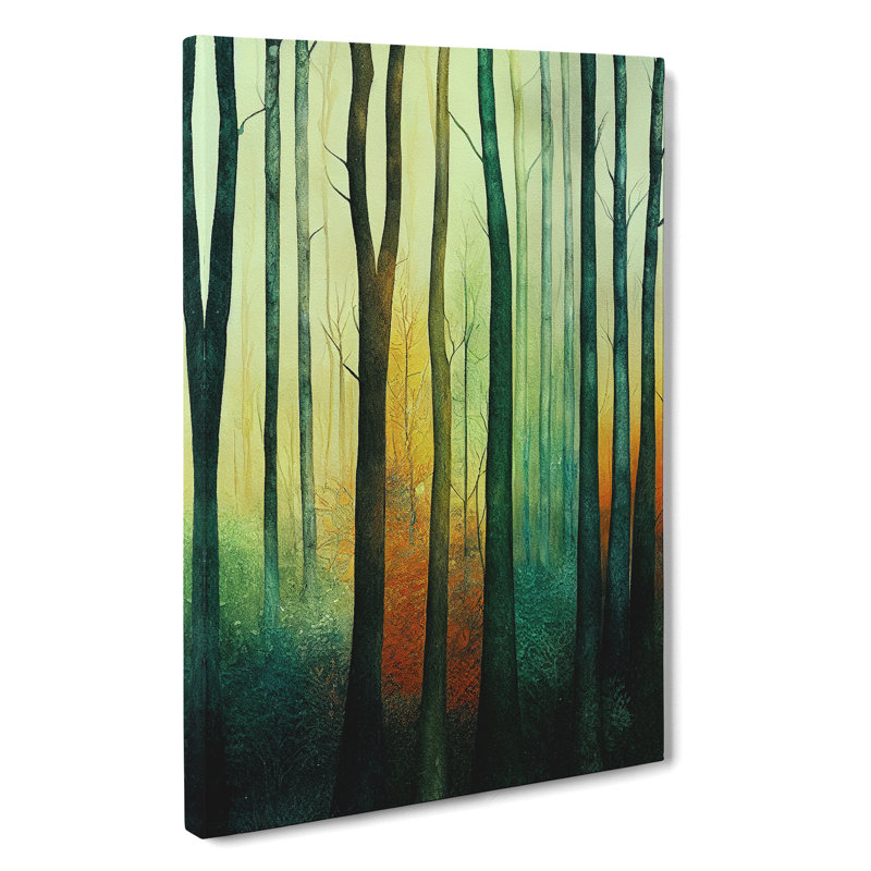 XC1022-5080X Water Paint Forest No.6 1 Piece Wrapped Canvas Wall Art, 50cm H x 35cm W x 3cm D