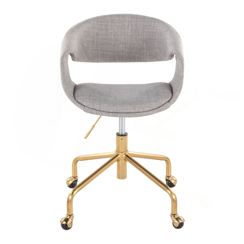 Chaise de travail en métal et tissu, Doré