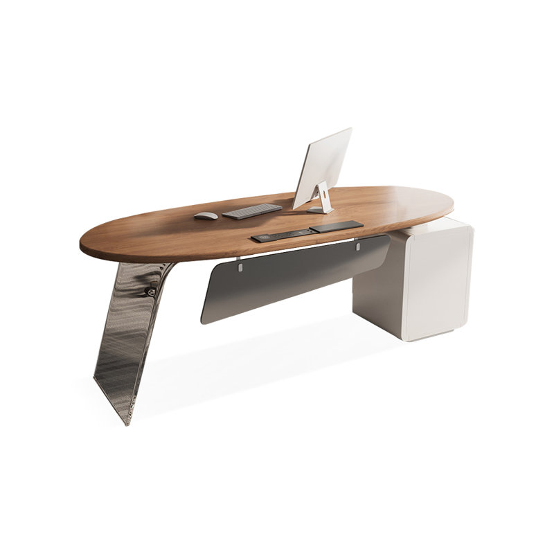 Bureaux ovales bruns en bois massif, H 1,97 po x l 62,99 po x P 31,5 po