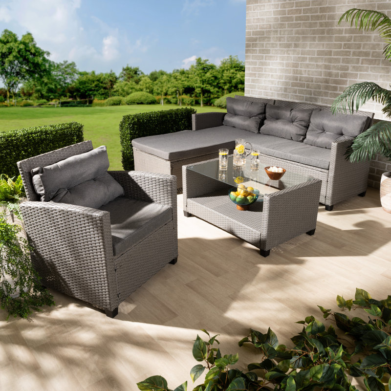 Orea Wicker 4 - Person Patio Conversation Set