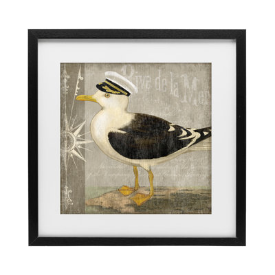 «Little Maritime Seagull», reproduction sous verre encadrée, par Suzanne Nicoll