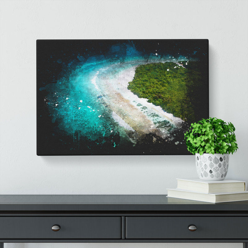 Maldives Beach - Wrapped Canvas Painting, 35cm H x 50cm W x 3cm D