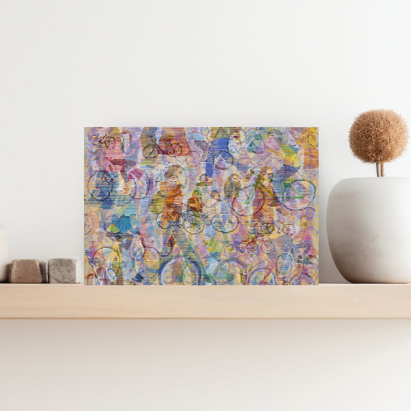 «Vibrant Cycling Motion», impression d'art contemporain contemporain abstrait, 12" H x 18" W