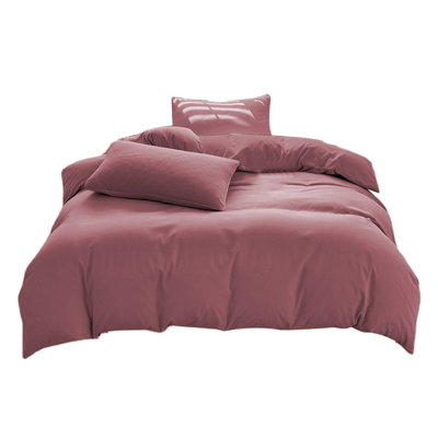 Washed Cotton Sheets All-Season Bedding Set - 4-Piece Washable Solid Color Bed Sheet Duvet Cover And Pillowcases