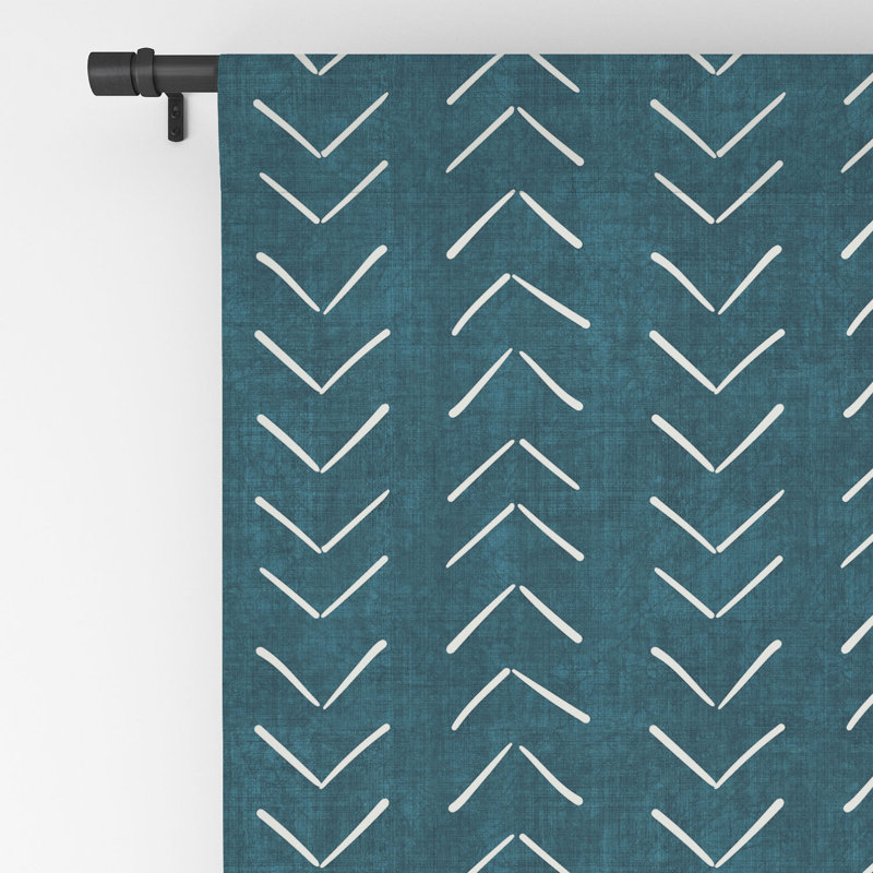 Mud Cloth Big Arrows In Teal 1pc Blackout Window Curtain Panel