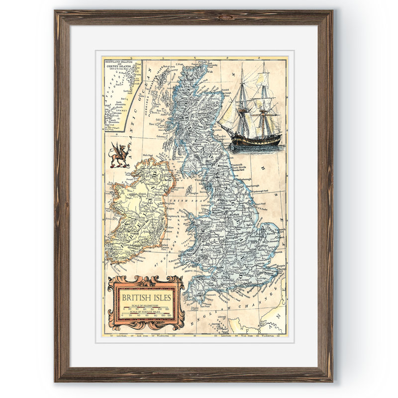 « british a4/papier map » par paul cezanne-cadre photo, impression sur papier, H 30 po x l 22 po x P 1 po, CONTRASTE MOKA