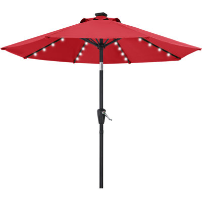 Cutshall Market Umbrella with Solar LED Lights, Tilt and Crank Lift