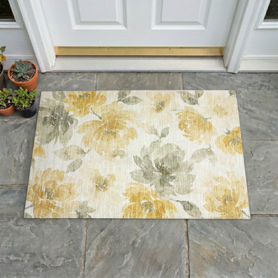 Tapis floral intérieur / extérieur lavable à la machine Chantille ACN3014