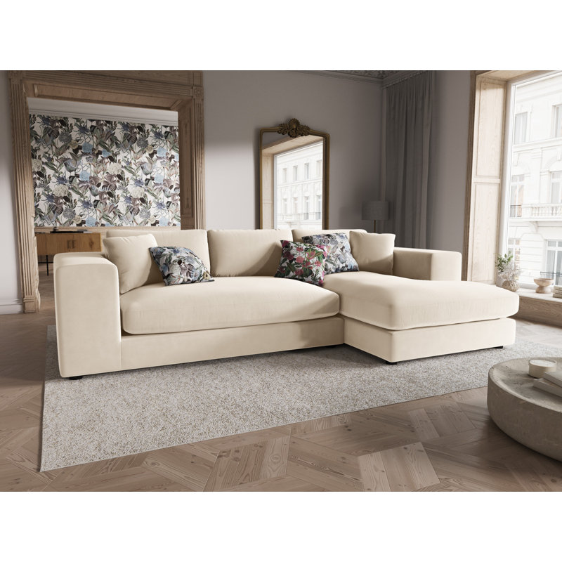 Micadoni Upholstered Corner Sofa, Light Beige, Left Hand Facing