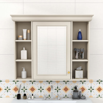 Yolany Modern Wall Mounted Bathroom Cabinet with Mirror Door and Adjustable Shelves