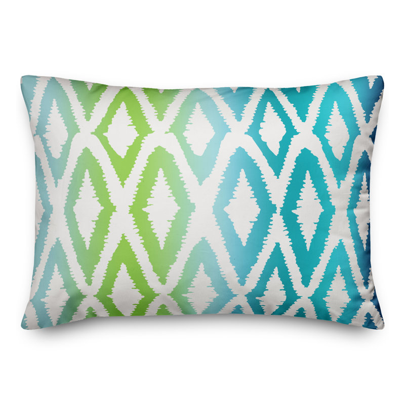  Coussin intérieur / extérieur Gradient Ikat, Polyester / Bourre en polyester, Vert / Sarcelle
