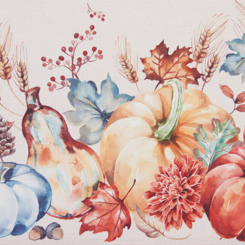 Thiago Botanical Floral Pumpkin Thanksgiving Polyester Tablecloth, 70" x 70"