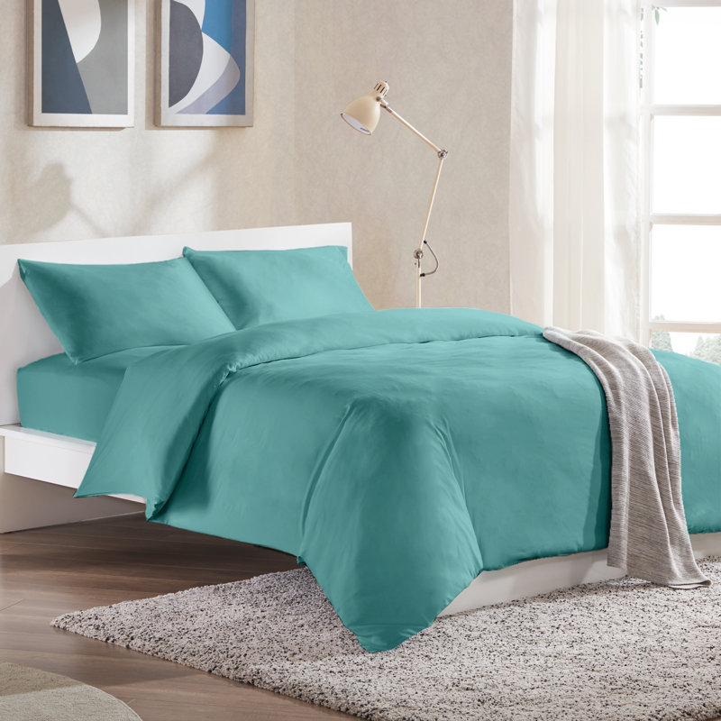 Ensemble de housse de couette en microfibre Trona, Housse de couette pour très grand lit et 2 très , Bleu sarcelle