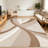 Beige Abstract Curved carpet-easy to clean, machine-washable, soft and comfortable; suitable for door mats, kitchens, living rooms, bedrooms, corridors, and laundry areas. Easy to clean, durable carpet for home decoration.-130037030