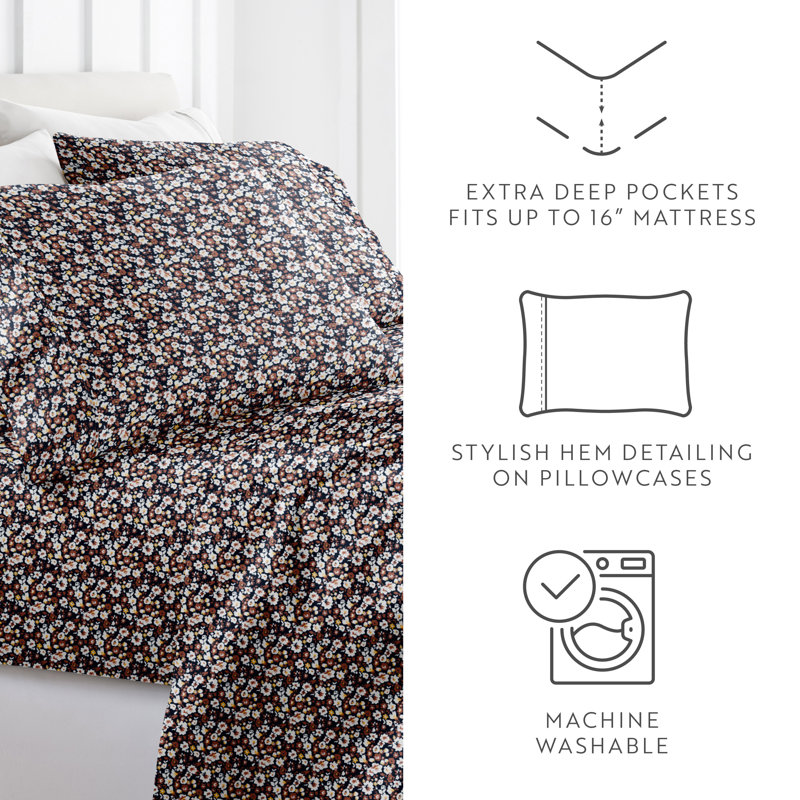 Twin Terracotta Floral Microfiber Kids Sheet Set
