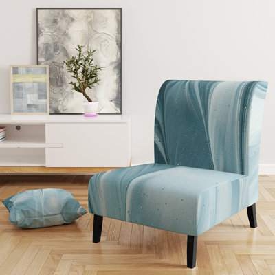 Blue Modern Water III - Glam Velvet Upholstered Slipper Chair