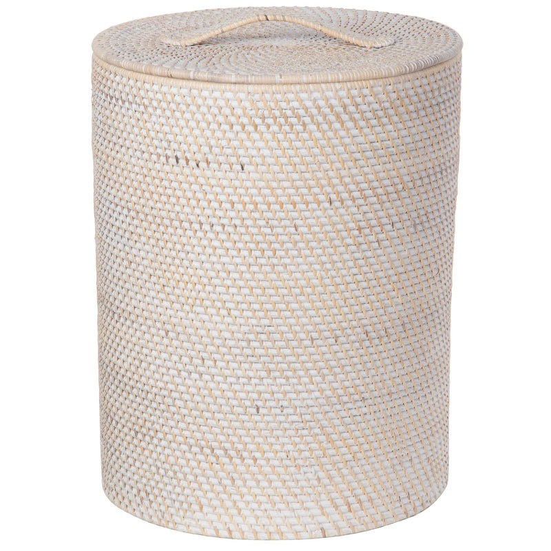 Handwoven Wicker Hamper, Small Apartment Size, White
