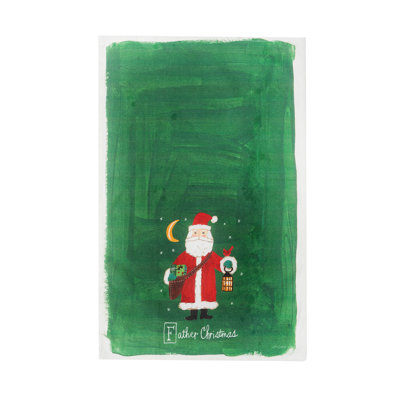 Torchon 100% coton imprimé «Father Christmas Alphabet»
