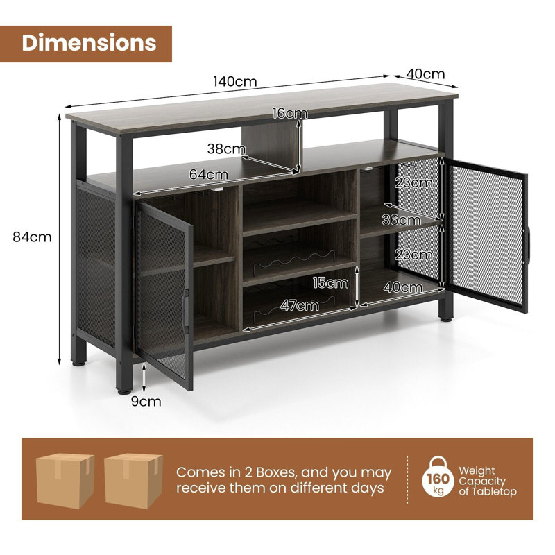 Anabelli 140cm Sideboard, Grey
