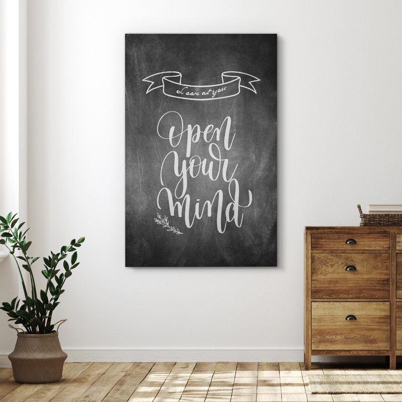 Inspirational Textual Word " Open Your Mind ", 48" H x 32" W x 1.5" D