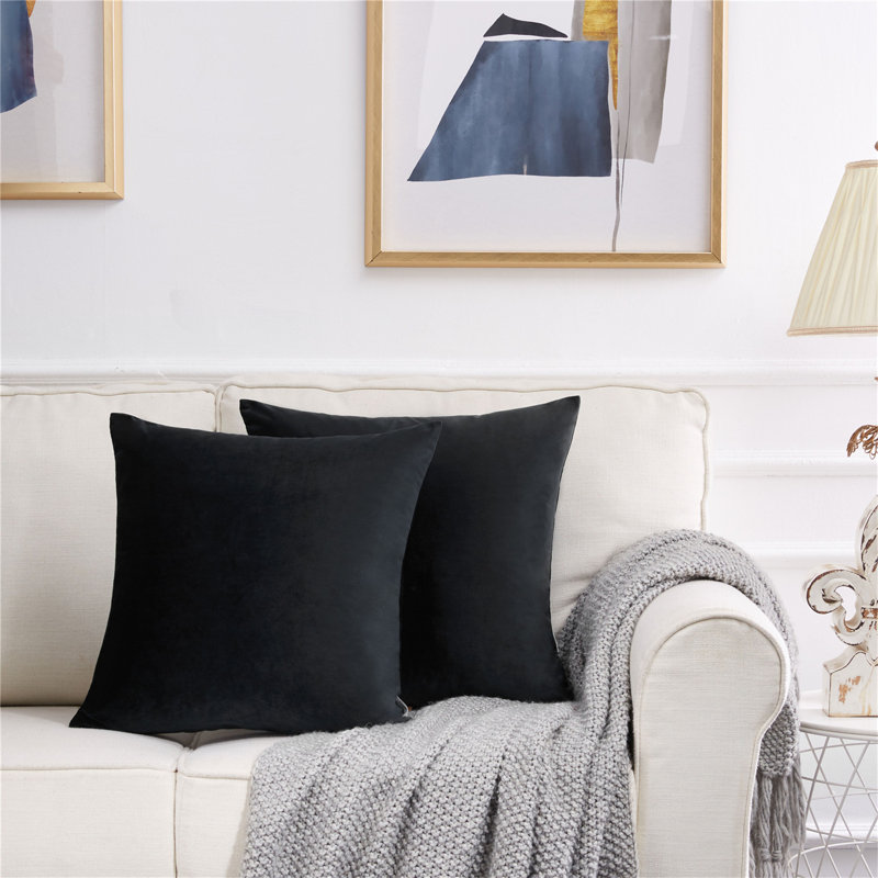 Black Velvet 18'' x 18'' Decorative Throw Pillow Set