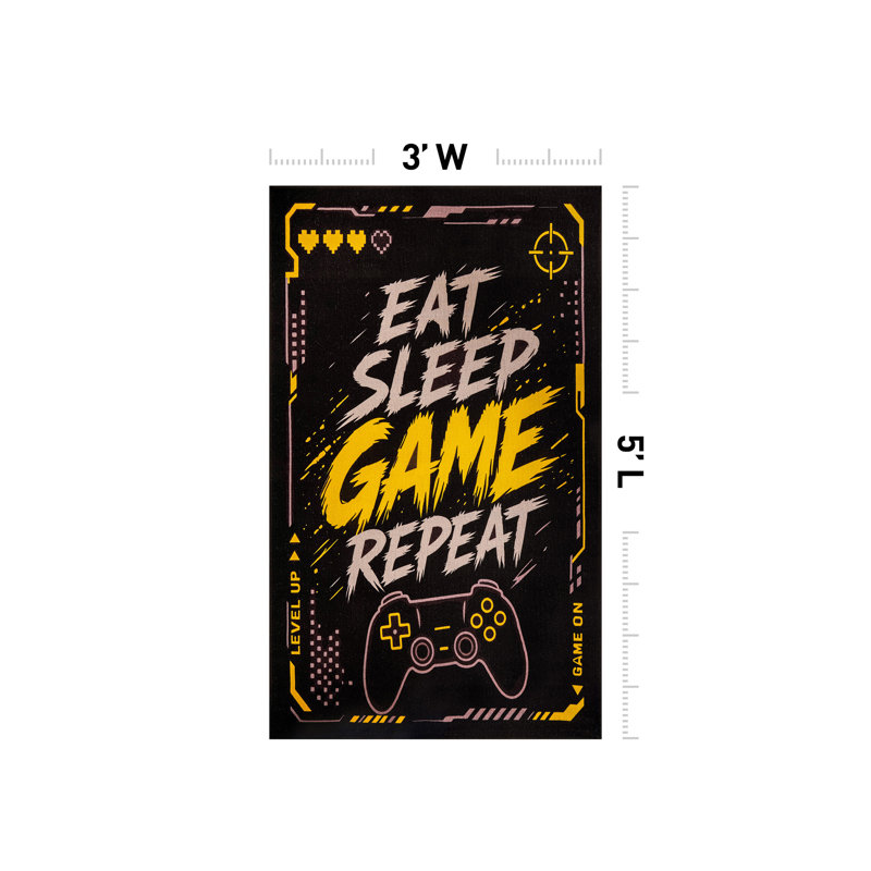Icônes de jeu de niveau, tapis de jeu, noir, envers antidérapant, 3 pi x 5 pi