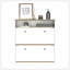 Range-chaussures H 46 po, une tablette de rangement ouverte, deux tiroirs de rangement internes, deux portes, chêne clair / blanc