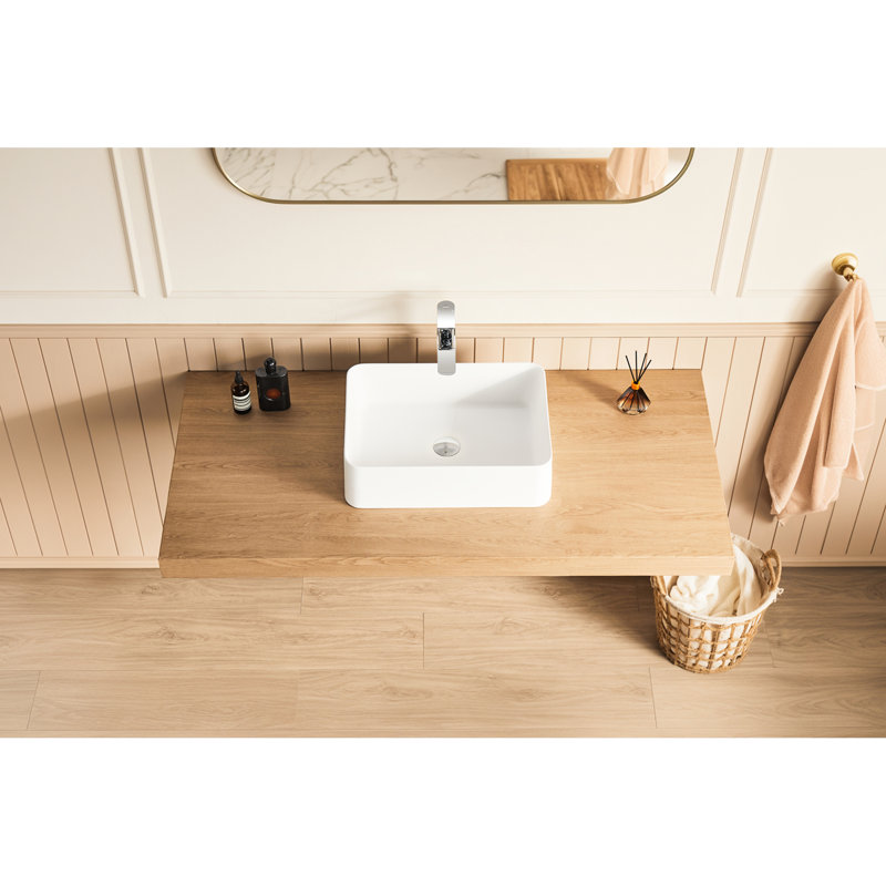 20" X 14" Bathroom Sink Basin Solid Surface In Matte White - Versatile And Vessel Enhances Aesthetics Function