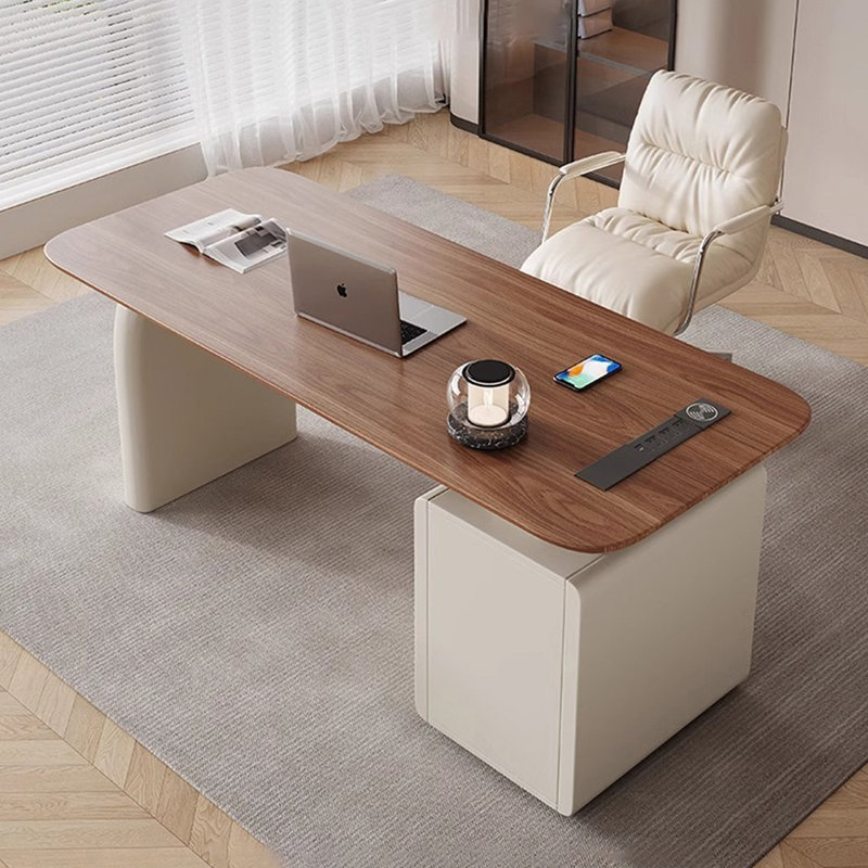 Bureau de direction rectangulaire avec tiroirs en noyer manufacturé, H 29,53 po x l 70,87 po x P 27,56 po