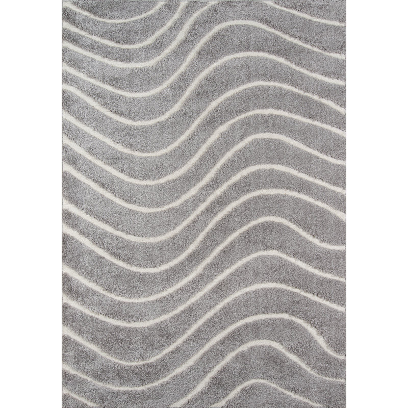 Tapis à motifs géométriques gris et blanc Gravesham, Rectangle 2 pi x 3 pi