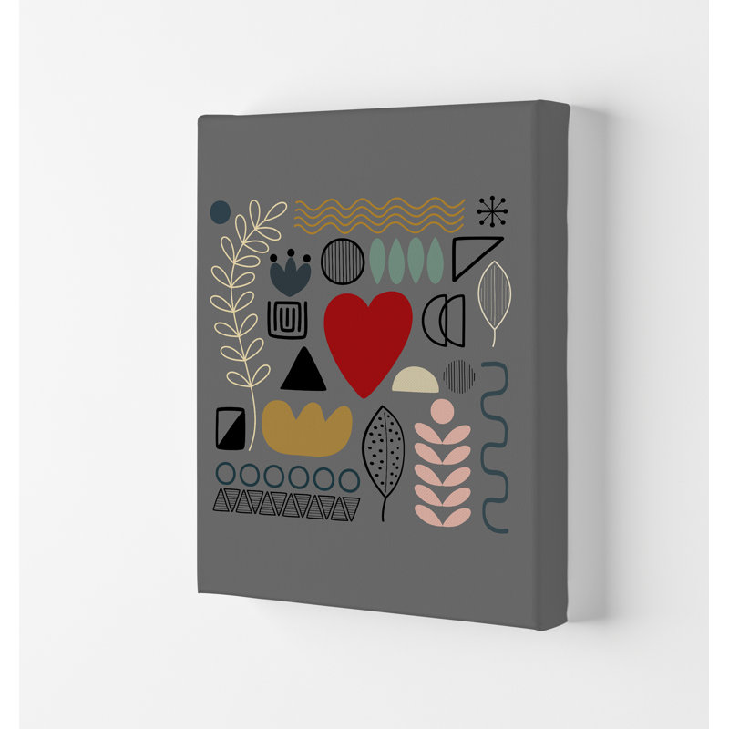 Scandnavian Shapes On Grey Original - Print, 84.01cm H x 59.4cm W x 4cm D, No Frame