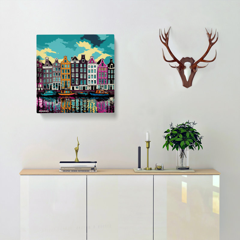 Modern Wall Art - Wrapped Canvas - Framed Print, 35cm H x 35cm W