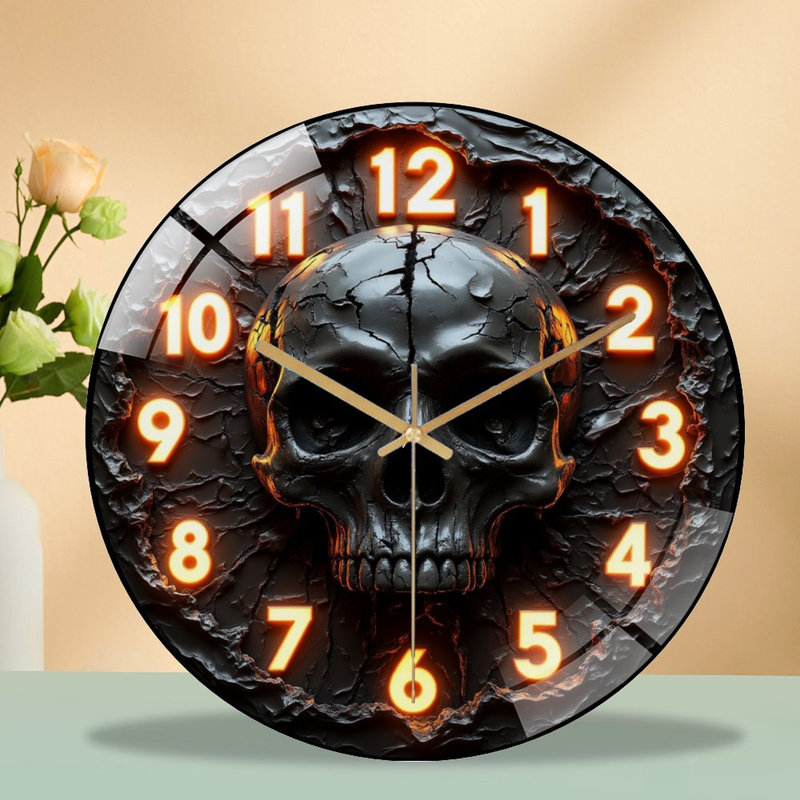 Clock Face Time Warp Art - 12'' Modern Glass Wall Clock