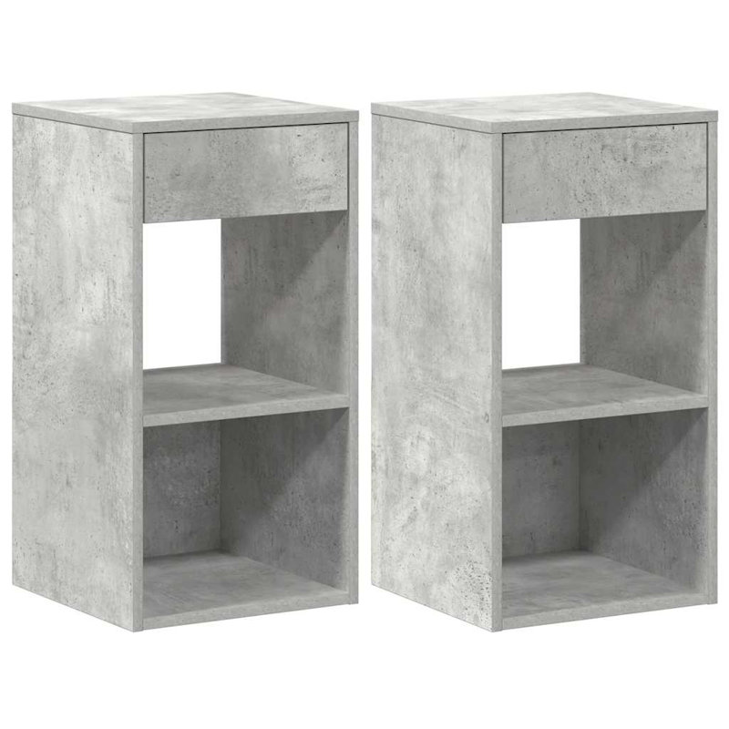 Rontavius 35cm W Manufactured Wood Bedside Table, Concrete Grey, Set of 2