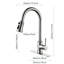 Robinet de cuisine escamotable à grande arche, acier inoxydable, nickel brossé, 3 réglages d'eau, robinet d'évier en nickel à poignée simple avec poignée rétractable, sortie fiable-1009189961