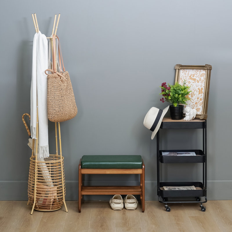 Banc de rangement en similicuir, Vert, H 16,54 po x l 21,65 po x P 14,17 po