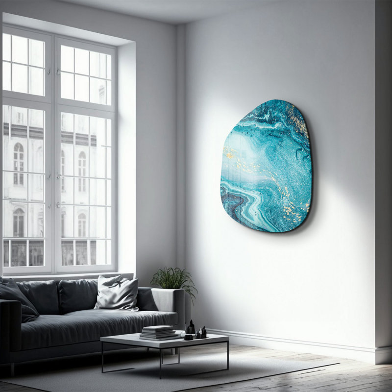 Wall Decor on Tempered Glass, 50" H x 65" W x 0.4" D