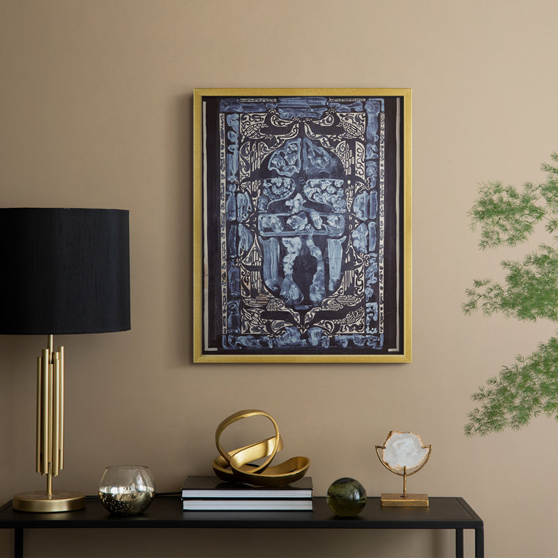 Reproduction abstraite vintage encadrée CLX III - bois massif, Doré