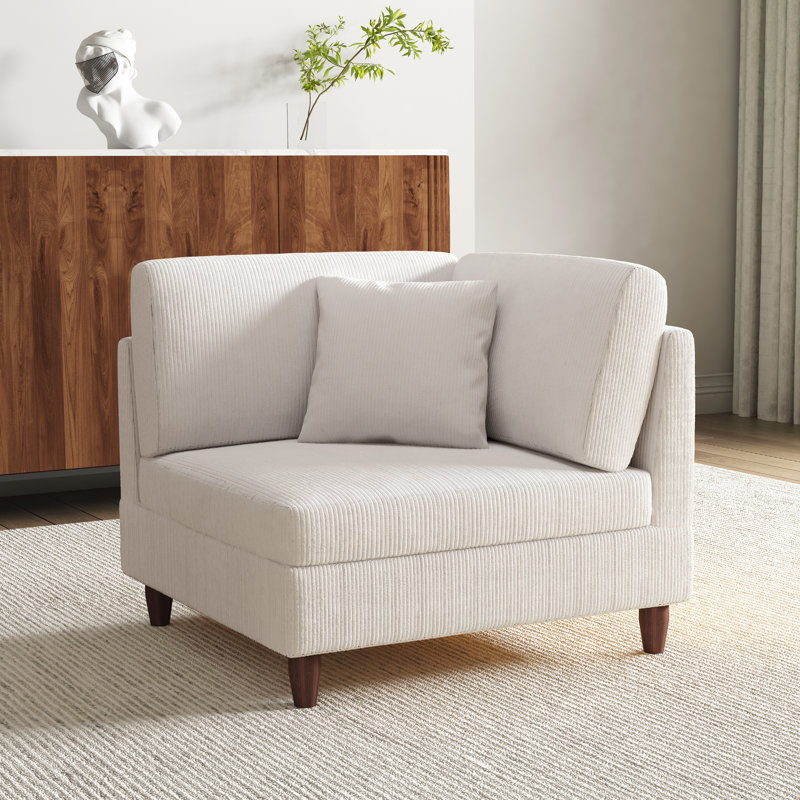 Mordecai 95Cm Wide Side Chair, Beige Corduroy