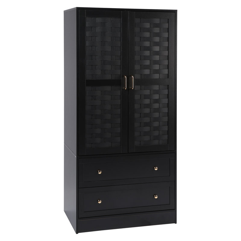 Armoire en bois manufacturé Romond, Noir
