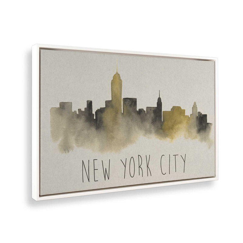 New York City Haze, H 32,75 po x l 48,75 po, Cadre flottant, Blanc opaque
