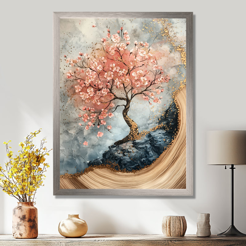 Mobin - art mural floral, Argent argent, H 32 po x l 24 po, Reproduction encadrée d'une seule photo