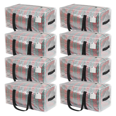 Heavy Duty Moving Bags, With Full Wrap Carry Handles And Double Zippers,Large Storage Bins,With Labeled Window For Clothing, Bedding Storage, Packing Bags For Moving,(Clear/8 PCS)