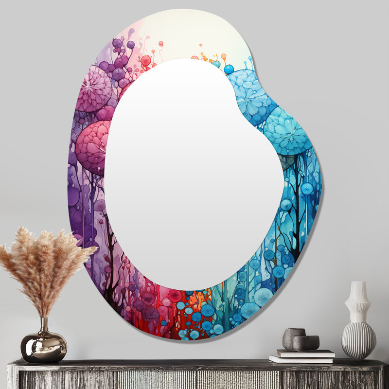 Feux d'artifice colorés 1 - Botanicals Unique Shape Unique Mirror, Modern Freeform Large